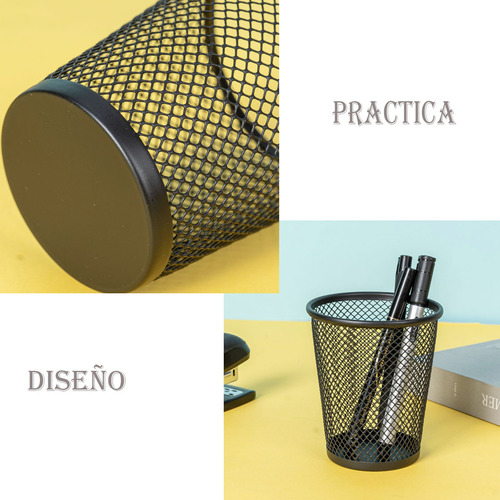 6 Lapiceros Metal P/ Escritorio Porta Lapices Y Plumas Malla