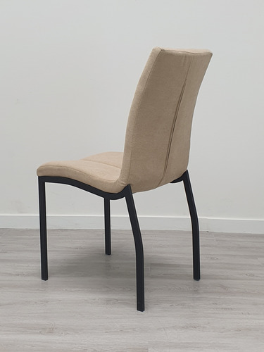 Sillas Comedor Tapizadas En Lino Y Base Negra X 2 Lino Negro Beige