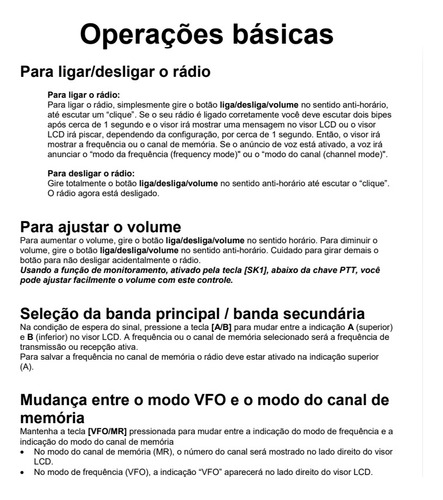 Guia (manual) Como Usar Rádio Baofeng Uv-21r (português)