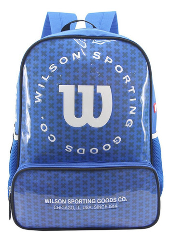Mochila 16 Espalda Deportivo Gym Escolar Wilson - 65.011088 Color Azul Diseño De La Tela Lisa