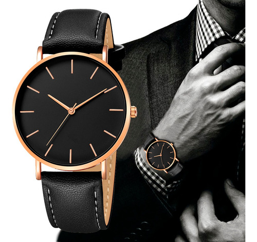 Reloj Pulsera Minimalista De Hombre Malla Eco Cuero Premium