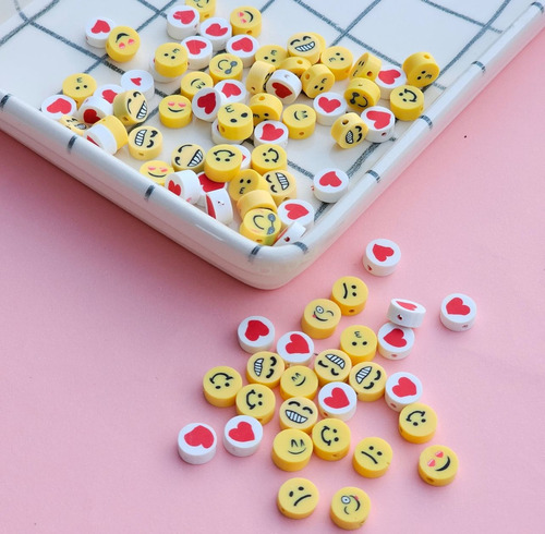 Fimo Pasantes Mix Emojis Surtidos Bijou X 250 Unidades Diámetro 1 Cm Largo 1 Cm