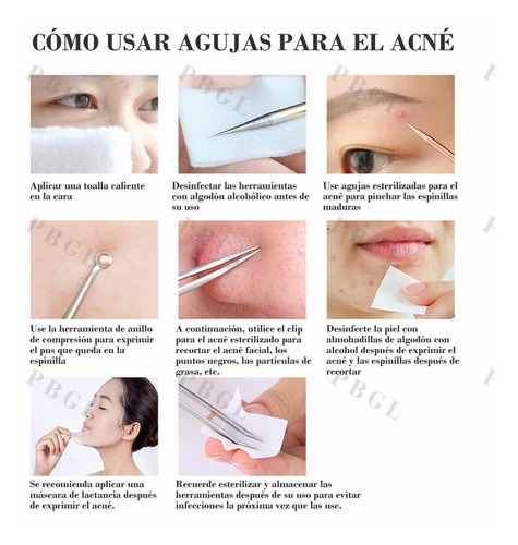 Set Herramientas Acné. Extractor De Espinilla Puntos Negros