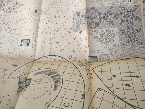 Hoja De Labores C/u Variedad Dibujos Punto Cruz Bordado 1954 (Usado)