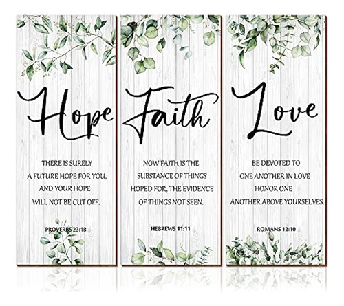 3 Piezas Faith Hope Love Wall Decor Bible Verse Inspirationa