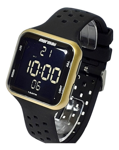 Relógio Esportivo Mormaii Mo6600/8d Dourado Com Fundo Preto