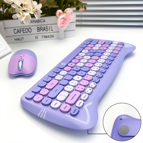 Mofii Meow Cutie Cat Inalámbrico En Blanco Y Negro Qwerty