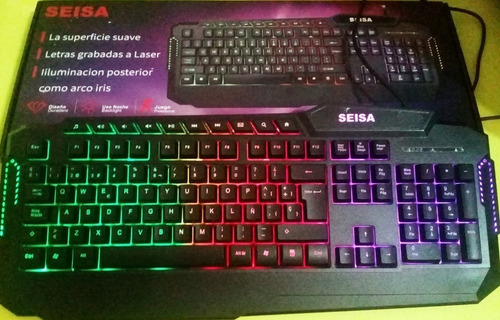 Teclado Gamer De Lujo Retroiluminado Rgb Cable 150cm Usb Ñ