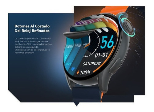 Smartwatch Kieslect K-Series Kr Pro Sport 1.43" caja 40mm de metálico negra, malla de silicona y bisel negro de dlc