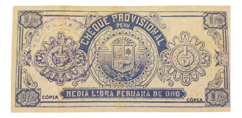 L-1311 - Rara Cédula Do Perú - 1/2 Libra - 1921 Não Original