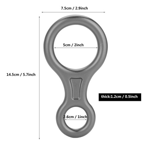 Alomejor Escalada Rappel Safety 35kn Monta?ismo Escalada Figura 8 Cuerda Descensor Anillo(gris) Herramienta De Escalada