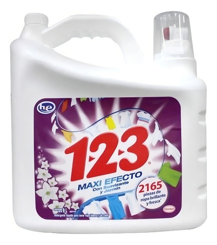 Detergente Liquido 123 Suavizante Jazmin 9 Lt