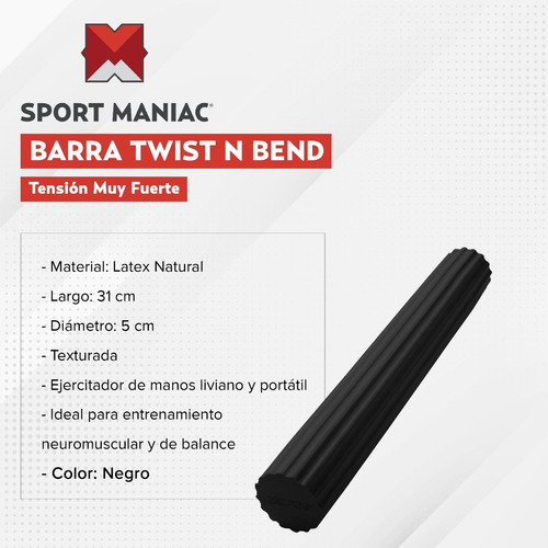 Imagen 2 de 3 de Barra Ejercitador Manos Flexible Rehabilitacion Sport Maniac
