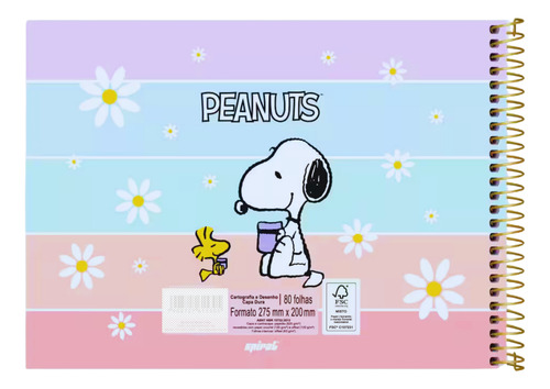 Caderno De Arte Cartografia E Desenho Sem Pauta Snoopy 80fls Cor Snoopy Play Time