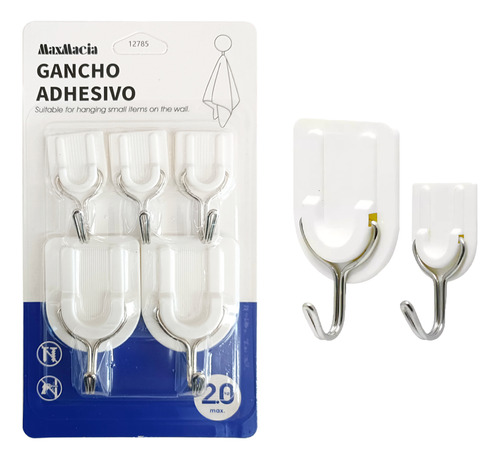 Gancho Adhesivo Plastico Acero Inoxidable Multiusos 30 Pzs