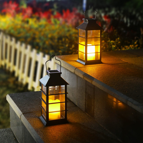 Paquete De 2 Linternas Colgantes De Jardín Led Solar