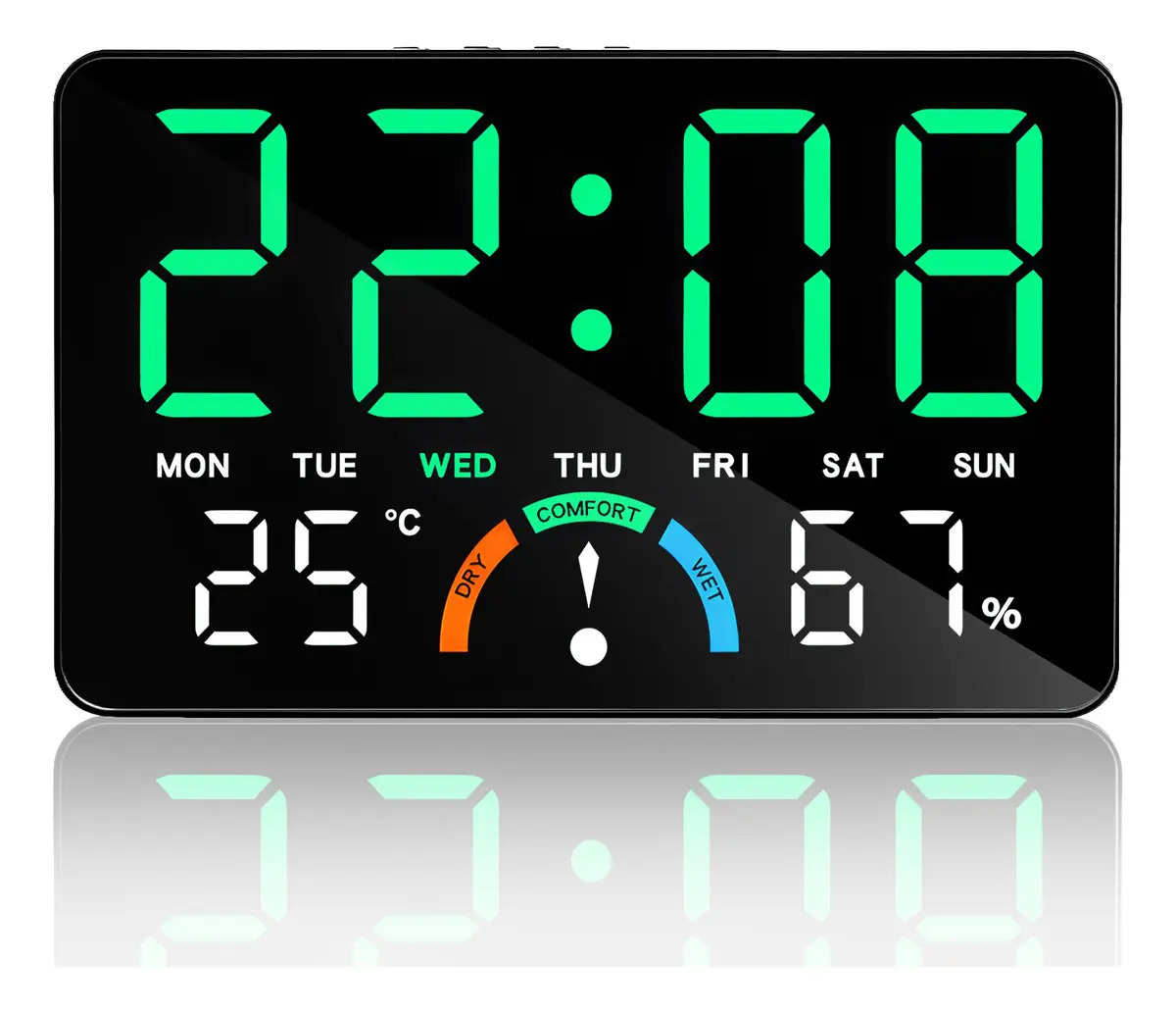 Reloj Despertador Digital De Pared Con Termómetro Y Calendario Meestory Negro