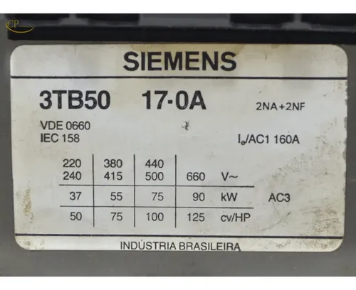 Contator Tripolar 3tb50 17-0a 160a 2na+2nf 110v Siemens | MercadoLivre