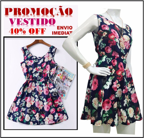 vestido florido curto rodado