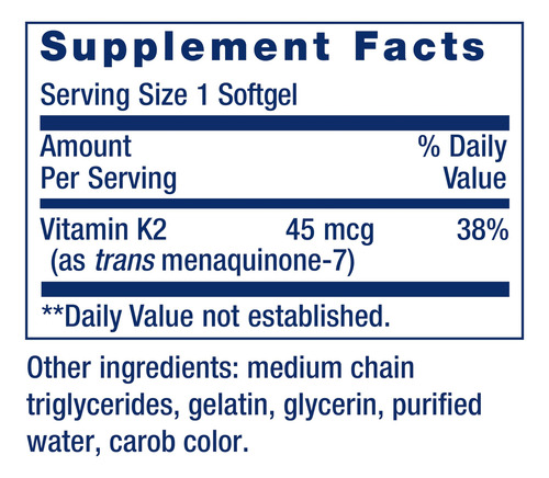 Life Extension Vitamina K2 Baja Dosis 90 Cápsulas