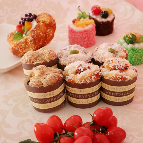 6x Comida Artificial Tazas De Tortas Cupcakes Accesorios De