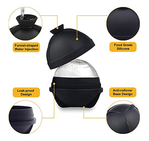 Helpcook - Juego De 6 Moldes Redondos Para Cubitos De Hielo,