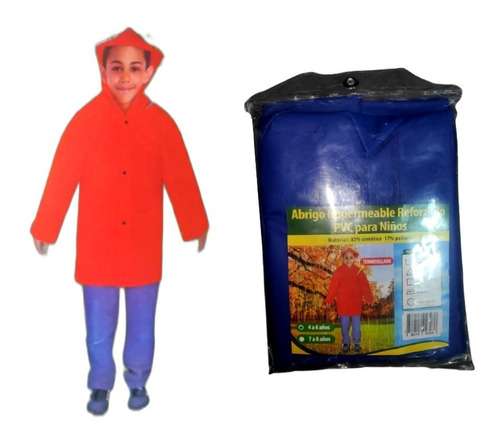 Abrigo Impermeable Reforzado Pvc Para Niños De 4 A 6 Años