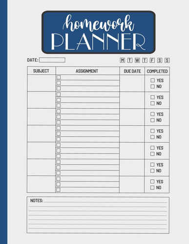 Libro: Homework Planner: Undated Assignment Tracker For &