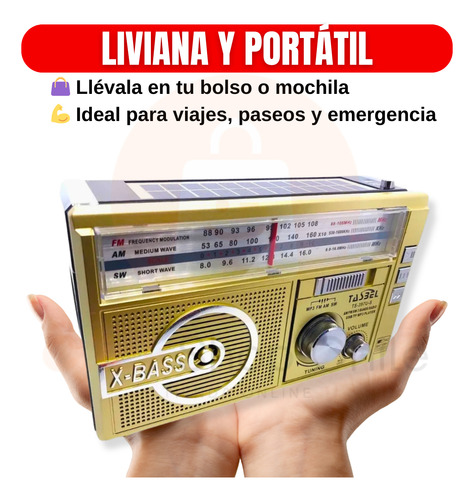 Radio Linterna Panel Solar Am Fm Mp3 Portatil Carga Solar