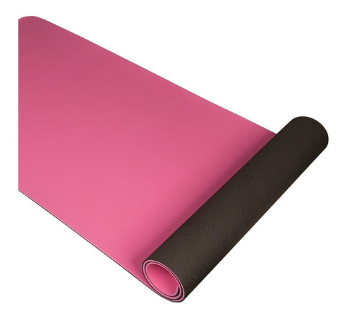 Colchoneta Yoga Mat 180 X 66 Cm 6 Mm Eva + Fundawaterdog Color Negro Con Rosa
