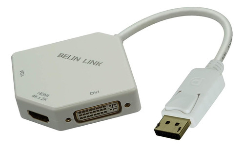 Adaptador Hub Displayport A Hdmi Vga Dvi Belin Link Blanco