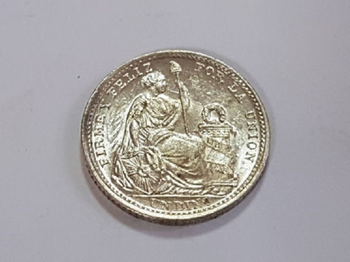 Moneda De Plata Peruana De Un Dinero De 1912 Unc