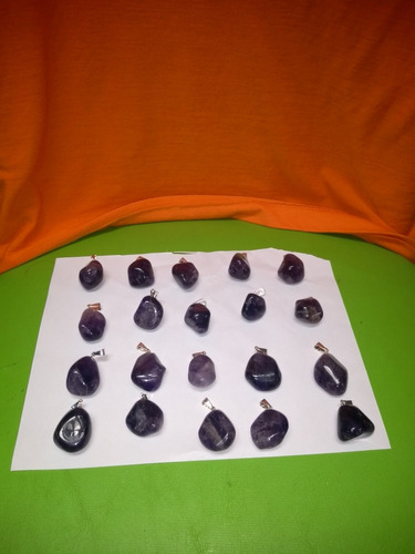 Kit 20 Pingentes Pedra Ametista Rolada Atacado Avulso Colar