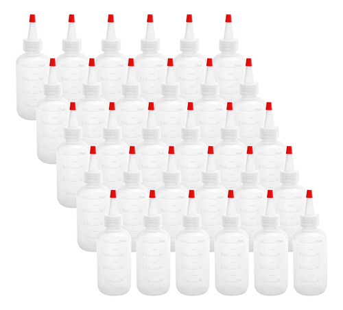 30 Botella Plastico 4 Onza Tapa Punta Roja Medida Sin