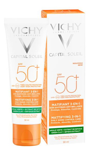 Vichy Capital Soleil Fps 50+ Matificante 3 En 1 50 Ml.