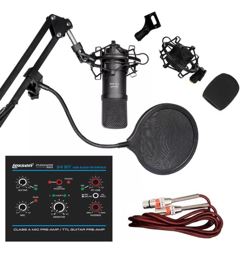 Kit Interface Mic Xlr + Braço Articulado + Cabo Studiocaster