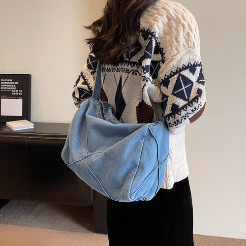 Bolso Retro De Mezclilla Para Mujer Con Correa Ajustable