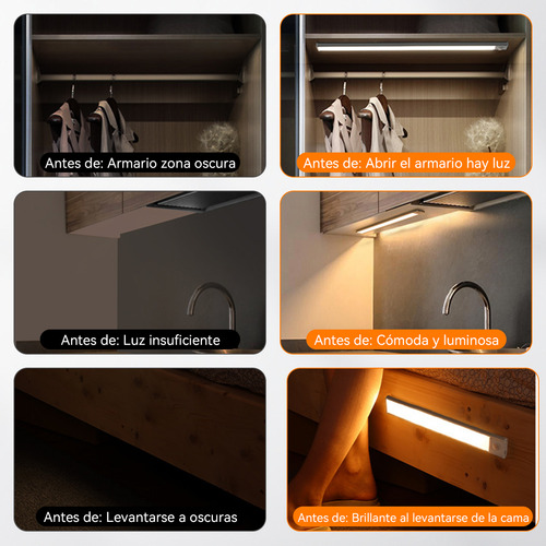 Time4buy 4pzs Con Sensor Movimiento 30cm Led De Luz Clóset Usb 6000k, Luz Con Sensor Inteligente, Modo De Sensor Multifunción