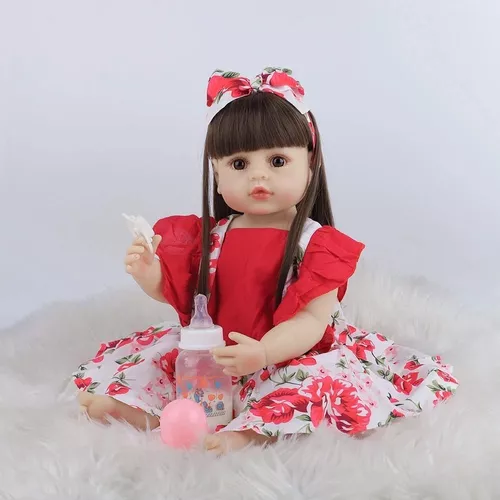 Boneca Bebê Reborn Menina Realista 100% Silicone 55cm Cor: ; Tamanho: 55;