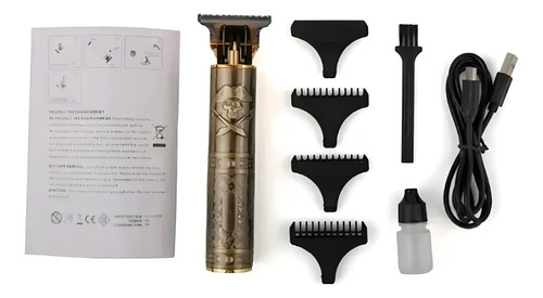 Kit Máquina De Corte Cabelo E Acabamento Sem Fio Barbeiro Cor Vinho 110v/220v