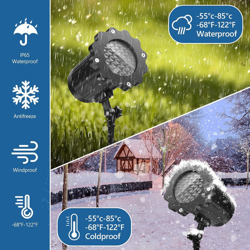 Luces Proyección Copo Nieve, Doble Cabeza, Led Navidad Ip65