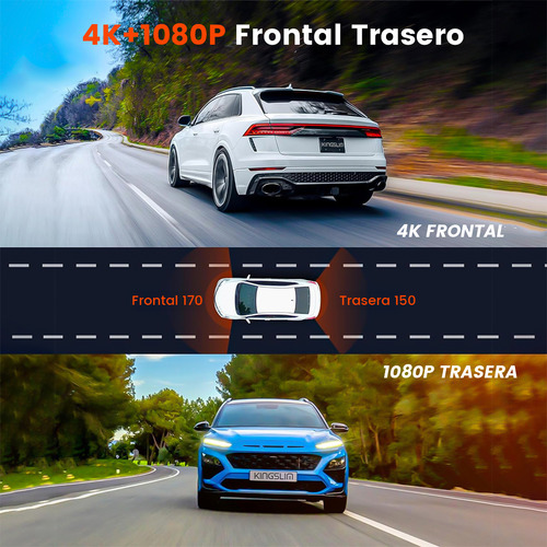 4k Cámara Para Auto Dual Hd Dashcam Con 32gb,gps,app,wifi