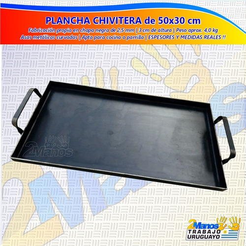 Imagen 2 de 9 de Plancha Chivitera 50x30 Prensa Con Molde Para Huevos Fritos