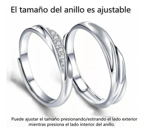 1 Par 925 Anillos Ajustables Para Parejas,para San Valentín