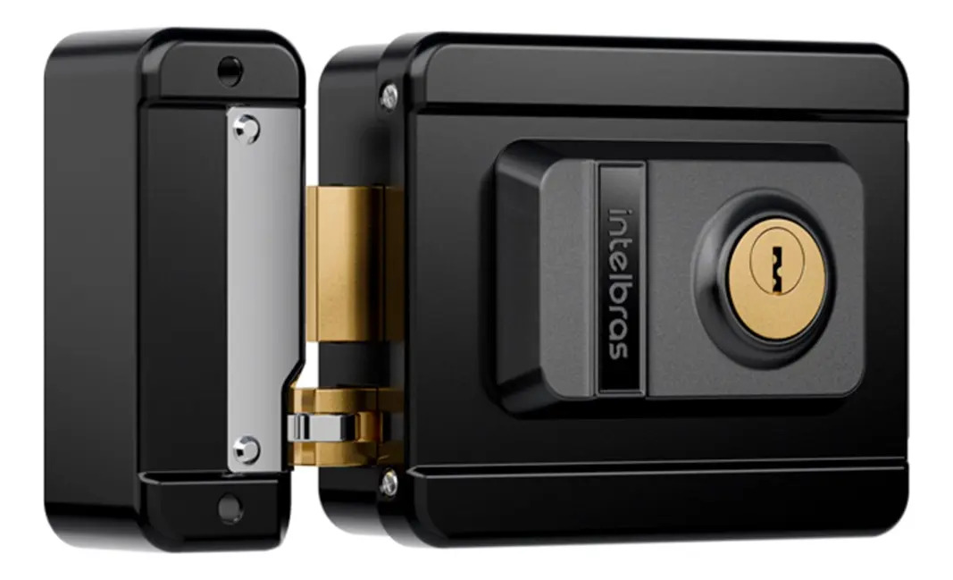 Fechadura Elétrica Fx 1500 De Sobrepor Preto 40mm Intelbras