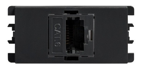 Placa 2 Módulo Negro + 2 Toma Rj45 Cat 6e Grafito Simon