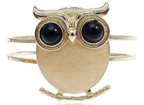 Brazalete - Alilang Golden Tone Antique Hoot Wide Eye Night 