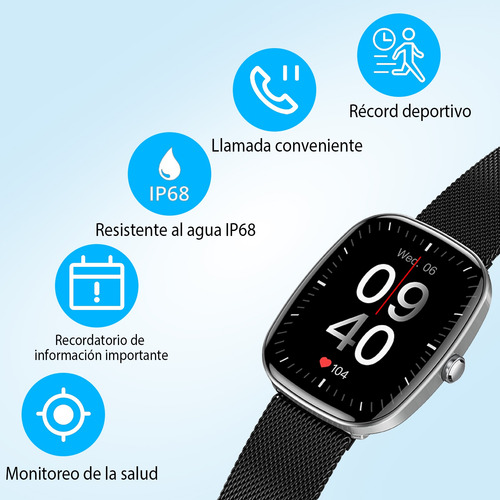 Reloj Inteligente Smart Watch Bluetooth,para Hombre Y Mujer - Monitor Cardiaco, 100+ Modos Deportivos, Alarma De Sueño Y Notificaciones Push