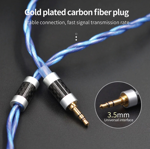 Imagen 10 de 10 de Cable Auriculares Kz Blue Silver 498-core Super Reforzado