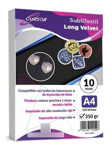 Papel Obm Sublitextil Long Velvet(sublibordado) 10 Hojas A4